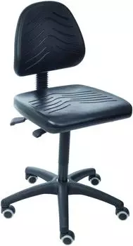 STIER Arbeitsstuhl mit Rollen, ohne Armlehnen, PU schwarz, Sitzh&ouml;he 460-650mm (904899)