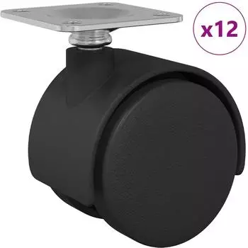 vidaXL Drehrollen 12 Stk. schwarz 39,5x39,5x37,8mm Eisen und PP (864771)
