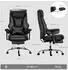 Woltu Bürostuhl ergonomisch mit Kopfstütze, Fußstütze, PU-Sitz, schwarz (BS190sz)