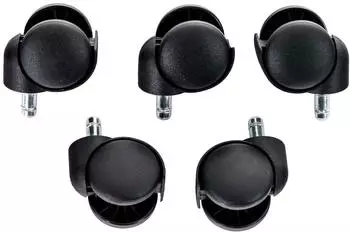 CLP B&uuml;rostuhl-Bodenrollen Kunststoff schwarz 11mm Stift, 5er Set