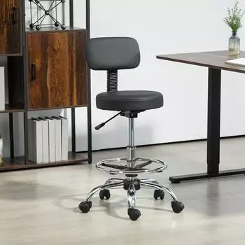 HomCom Zeichenstuhl h&ouml;henverstellbar mit Fu&szlig;ring, schwarz