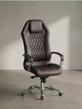 KADIMA DESIGN Milano Chefsessel Echtleder, braun, Multiblockwippmechanik