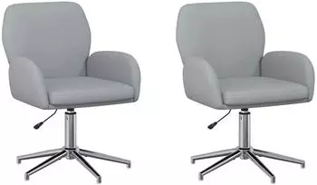 vidaXL B&uuml;rost&uuml;hle 2er-Set hellgrau, Stoff, h&ouml;henverstellbar (3428295)