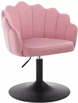 Woltu Schminkstuhl mit Lehne, Blumenform, Boucle-Stoff, h&ouml;henverstellbar, rosa (W0ATT0988)