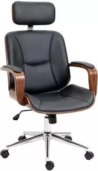Vinsetto B&uuml;rostuhl hohe R&uuml;ckenlehne, Kopfst&uuml;tze, Wippfunktion, Kunstleder, schwarz