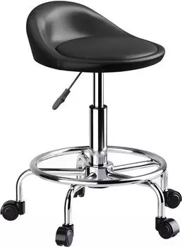 HomCom Rollhocker mit R&uuml;ckenlehne, h&ouml;henverstellbar 59-75cm, schwarz