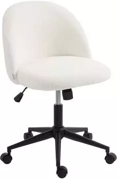 HomCom Schreibtischstuhl Teddyfleeceoptik h&ouml;henverstellbar, creme
