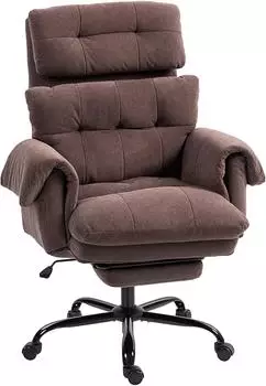 HomCom B&uuml;rostuhl ergonomisch mit Armlehne & Fu&szlig;st&uuml;tze, h&ouml;henverstellbar, braun