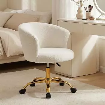 Vinsetto Schreibtischstuhl Teddy-Fleece-Optik, h&ouml;henverstellbar, wei&szlig;