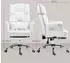 HomCom Bürostuhl ergonomisch mit Liegefunktion, Lendenkissen, Kunstleder, weiß