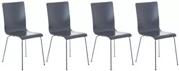CLP Pepe Besucherstuhl 4er-Set, Holzsitz, Metallgestell, grau
