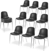 BRB 12 Kunststoffschalenst&uuml;hle, schwarz, Untergestell verchromt, BxTxH 495x520x770