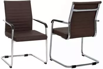 MCW MCW-Q85 Besucherstuhl Kunstleder 280g/m&sup2;, dunkelbraun, 2er-Set (101909)