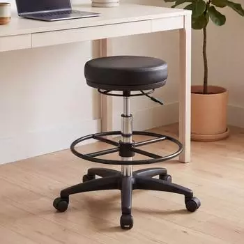 Finebuy Rollhocker ohne Lehne, h&ouml;henverstellbar, Kunstleder schwarz (FB42086)