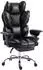 HomCom Ergonomischer Chefsessel mit Fußstütze, Kunstleder schwarz, bis 180kg (921-988V00BK)