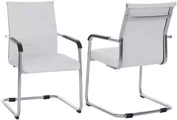 MCW MCW-Q85 Besucherstuhl Freischwinger, Kunstleder, wei&szlig; (101907)