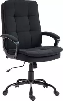 HomCom Chefsessel mit Wippfunktion und Armlehnen, schwarz (921-793V00BK)