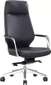 SalesFever Bürostuhl Kunstleder-Optik, schwarz, poliertes Aluminium (390481)