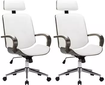 vidaXL Drehbare Bürostühle mit Kopfstütze, Kunstleder, 2er-Set