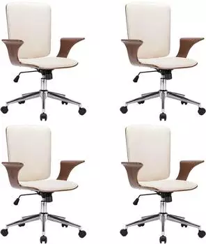 vidaXL Drehbare Bürostühle mit Kopfstütze, Kunstleder, 4er-Set