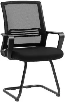 HomCom Freischwinger Besucherstuhl mit Armlehne, Kufenbasis, schwarz (921-828V00BK)