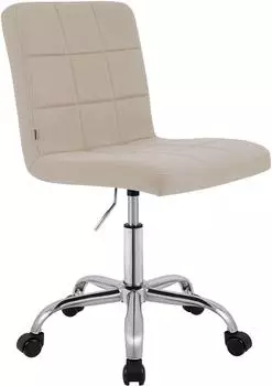 CLP Darfield Arbeitshocker höhenverstellbar, mit Lehne und Rollen, Stoff, creme (315972)