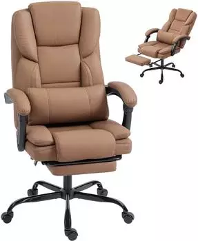 HomCom Bürostuhl ergonomisch, Kunstleder, braun (921-932V00BG)