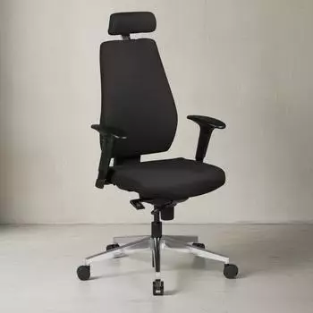 KADIMA DESIGN SPM1.279 Bürostuhl Stoff schwarz, Synchronmechanik, Kopfstütze, 120kg (SPM1.279)