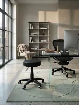 KADIMA DESIGN Arbeitshocker Kunstleder, gepolstert, mit Rollen, ohne Lehne, schwarz