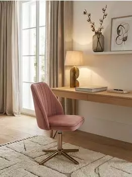 KADIMA DESIGN Drehstuhl Samt, rosa, h&ouml;henverstellbar, ohne Rollen