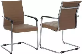 MCW MCW-Q85 Besucherstuhl Kunstleder, hellbraun, 2er-Set (101908)