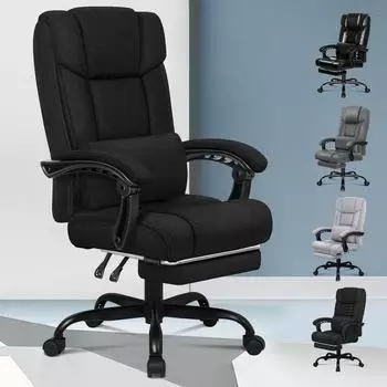 LuxusKollektion Ergonomischer Bürostuhl mit Fußstütze Schwarz