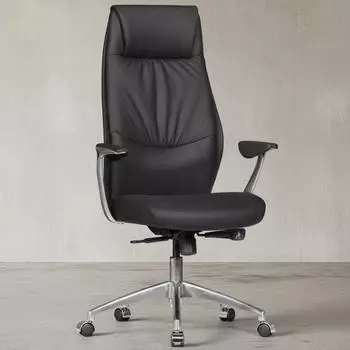 KADIMA DESIGN B&uuml;rostuhl X-XL Echtleder schwarz Synchronmechanik Kopfst&uuml;tze 120kg