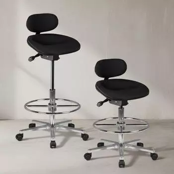 KADIMA DESIGN Louisiana Arbeitshocker Stoffbezug schwarz, h&ouml;henverstellbar