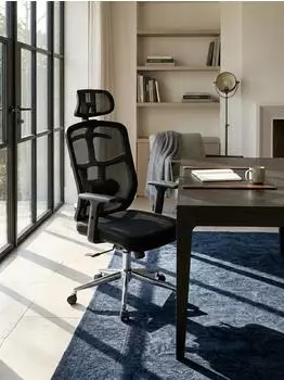 KADIMA DESIGN B&uuml;rostuhl Mesh-Bezug schwarz, Kopfst&uuml;tze, Lendenwirbelst&uuml;tze, bis 120kg