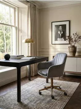 KADIMA DESIGN Schreibtischstuhl Samt, grau, h&ouml;henverstellbar, 120kg