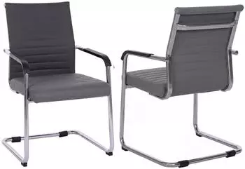 MCW MCW-Q85 Besucherstuhl Kunstleder, grau, 2er-Set (101910)