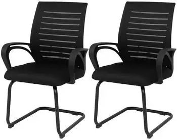 Mendler HWC-K51 Konferenzstuhl Freischwinger, Stoff 250g/m², schwarz (120584)