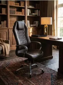 KADIMA DESIGN Monterey Chefsessel Echtleder braun, hohe R&uuml;ckenlehne mit Kopfst&uuml;tze, 120kg