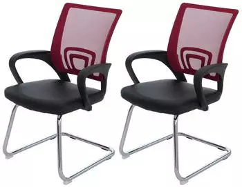 MCW Afragola Konferenzstuhl 2er-Set, Kunstleder, rot