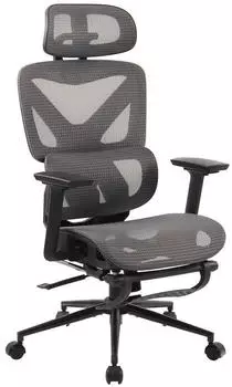 CLP Reston B&uuml;rostuhl ergonomisch, Netzbezug, Fu&szlig;st&uuml;tze, 120kg, schwarz/grau