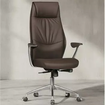 KADIMA DESIGN B&uuml;rostuhl Echtleder, Synchronmechanik, Kopfst&uuml;tze, braun, bis 120kg