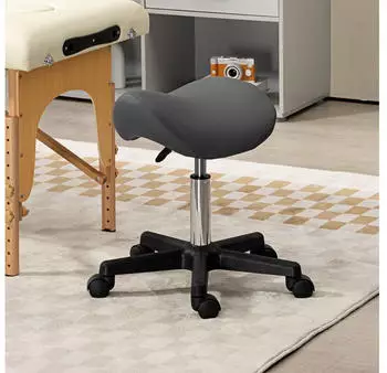 HomCom Rollhocker, höhenverstellbar, 360° drehbar, Kunstleder, grau