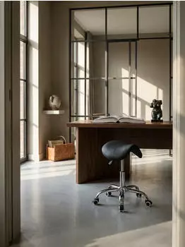 KADIMA DESIGN MENTON Sattelhocker h&ouml;henverstellbar, Kunstleder, schwarz