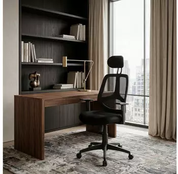 KADIMA DESIGN B&uuml;rostuhl X-XL Stoff schwarz, Armlehnen & Kopfst&uuml;tze, 120kg (800001035837)