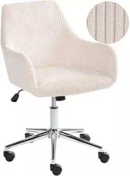 Beliani Wellston B&uuml;rostuhl Cord, cremewei&szlig; (698114)