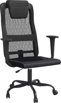 vidaXL B&uuml;rostuhl Netzstoff mit Armlehnen und Kopfst&uuml;tze, schwarz (353019)