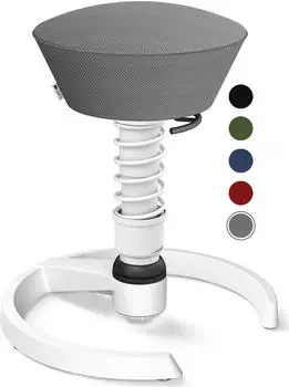 Aeris Swopper Air New Edition B&uuml;rohocker mit Gleitern, Feder Standard, Gestell Alu wei&szlig;, Bezug Mesh-Gewebe grau (101-STWH-WH-RN02)