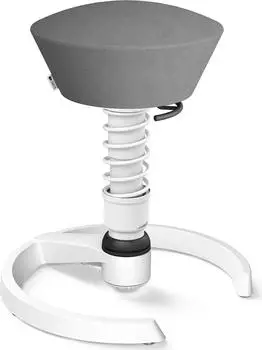 Aeris Swopper New Edition B&uuml;rohocker mit Gleitern, Feder Standard, Gestell Alu wei&szlig;, Bezug Mikrofaser Comfort grau (101-STWH-WH-CM02)