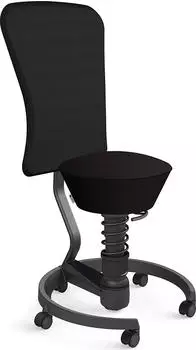 Aeris Swopper Work New Edition B&uuml;rohocker mit Rollen und Lehne, Feder Low, Gestell Alu schwarz, Bezug Mesh-Gewebe schwarz (103-HB-LOBK-BK-RN01)